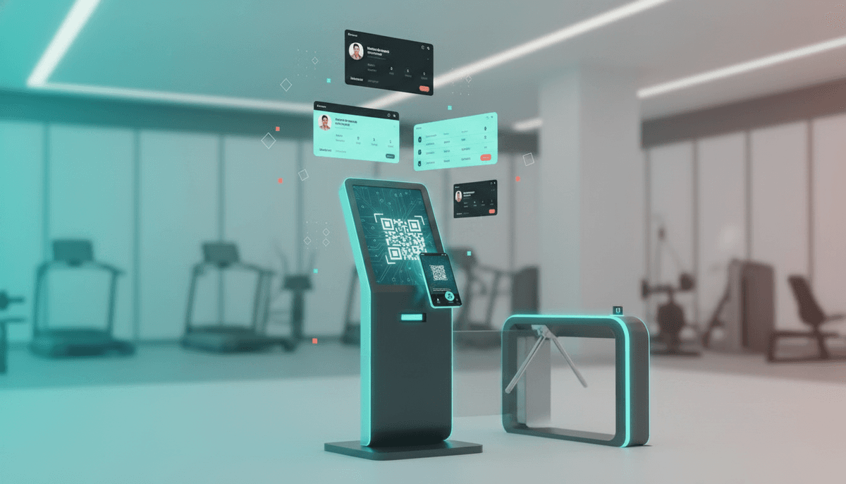 Kiosco de acceso con QR en gimnasio
